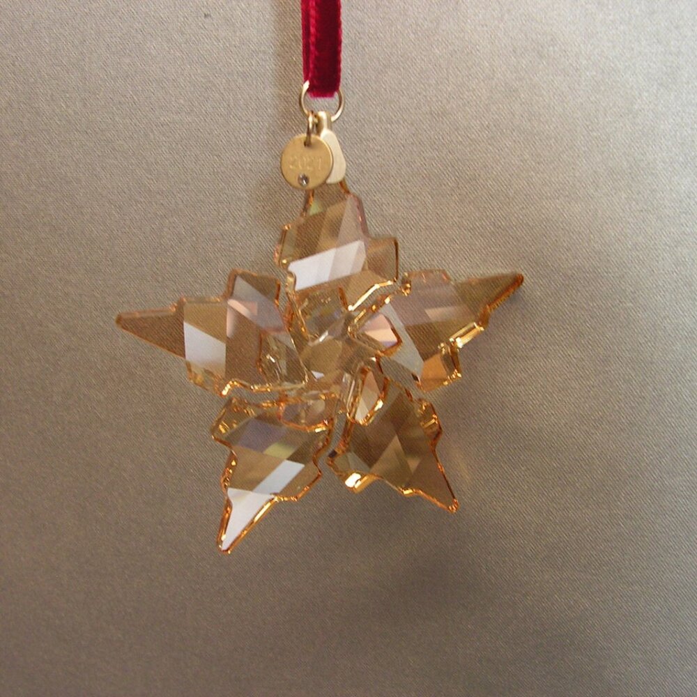Swarovski Crystal 2021 Annual Festive Golden Star / Snowflake Christmas Ornament